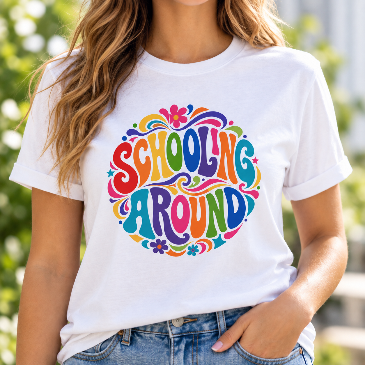 White Schooling Around T-shirt